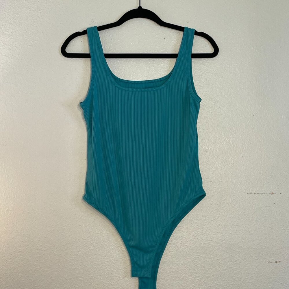 Ribbed Bodysuit – Teal Blue